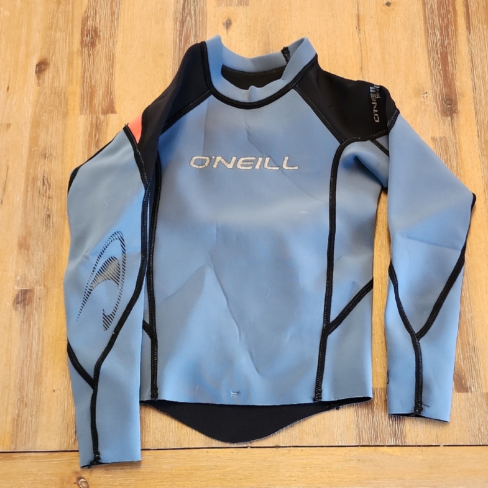 O'Neill Light Blue and Black Wetsuit Top 4t